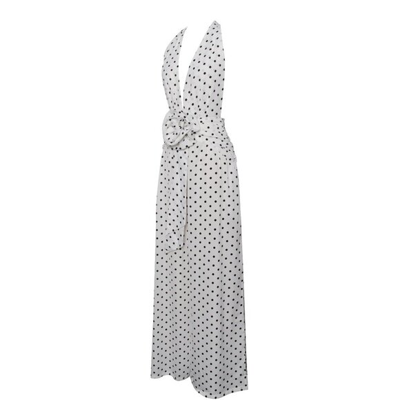 Oriana White Polka Dots Halter Jumpsuit - Picture 11 of 14